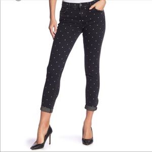 Current/Elliott Black White Polka Dot Skinny Jeans